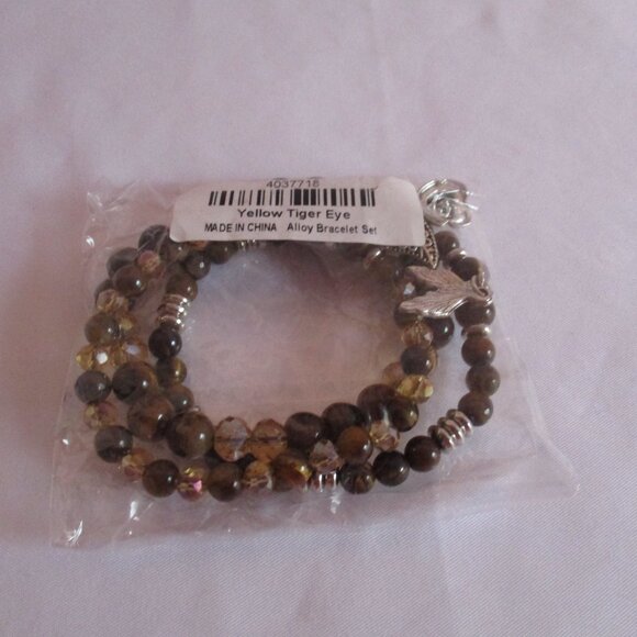 Bracelets Mixed Lot CHIOCO'S Metal Tan Wrap Snap and Tigers Eye Stretch - Picture 9 of 9